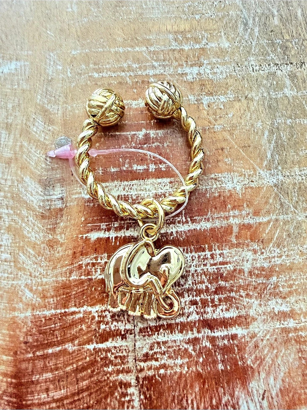 Gold-Tone Charm Key Ring Elephant New